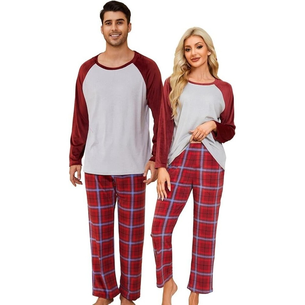 Men's Matching Pajamas X-LARGE Plaid Ultra Soft Pajamas Set Red Blue Loungewear